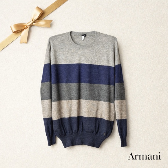 Armani Jeans Alpaca Wool Blend Striped Knit Sweater